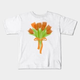 Bright Orange Tulips Art Kids T-Shirt